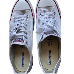 Converse All Star Chuck Taylor Low Top Sneakers, Men's 11 US, White w/red stripe